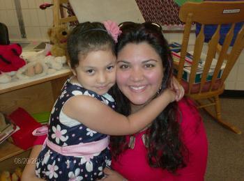 parent and daughter in school.